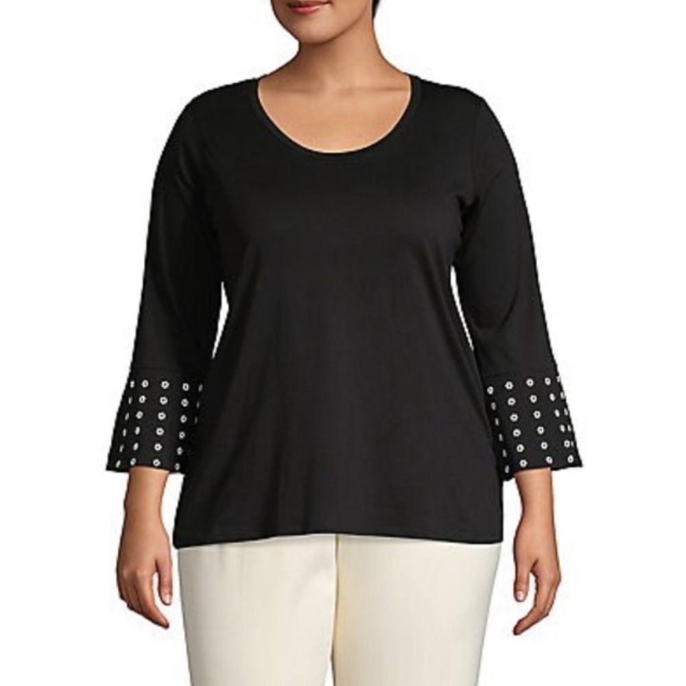 Michael Kors Floral Grommet Bell Sleeve Blouse